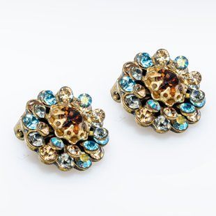 Серьги-клипсы "Амбер и лед" от Michal Negrin с кристаллами Swarovski 23283 фото