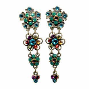Серьги-клипсы "Цветная симфония" с кристаллами Swarovski от Michal Negrin 30303 фото