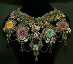 Мереживне кольє від Michal Negrin "Квіткова Пишність" з кристалами Swarovski 50430 фото