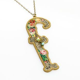 Кулон з латуні Michal Negrin у вигляді літери "f" з кристалами Swarovski 13510f фото