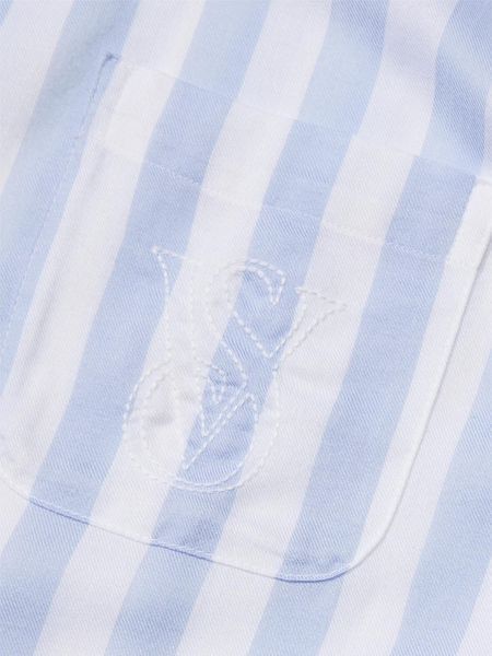 Пижамный комплект женский Victoria's Secret Modal-Cotton Striped Long Pajama Set M/M (Blue Crescent Stripe) 20179 фото