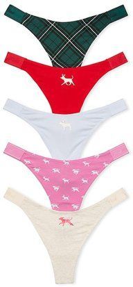 Набір жіночих трусиків Victoria's Secret PINK 5-Pack Logo Cotton High-Leg Thong Panties (S) 117842949 фото