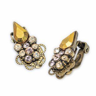 Серьги-клипсы "Золотое сияние" от Michal Negrin с кристаллами Swarovski 51943 фото