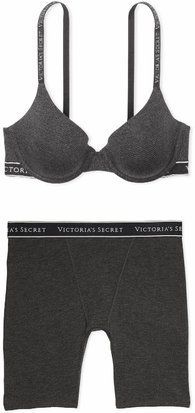 Комплект женского белья Victoria's Secret T-Shirt Charcoal Heather Grey (лиф 36C + трусики High Rise M) 114429571 фото