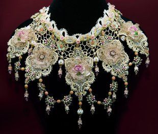 Мереживне кольє від Michal Negrin "Квітковий Вальс" з кристалами Swarovski 08622 фото
