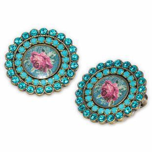 Серьги-клипсы "Цветочная симфония" с эмалью и кристаллами Swarovski от Michal Negrin 57353 фото