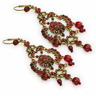 Роскошные серьги Michal Negrin с подвесками, украшенные кристаллами Swarovski рубинового цвета 27641 2 фото