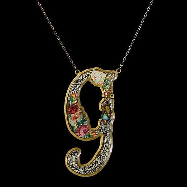 Кулон з латуні Michal Negrin у вигляді літери "g" з кристалами Swarovski 13510g фото