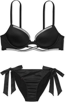 Комплект женского белья Victoria's Secret Very Sexy Shine Black (лиф 36C + трусики Cheeky M) 114426568 фото