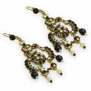 Роскошные серьги Michal Negrin с подвесками, украшенные черными кристаллами Swarovski 27641 фото