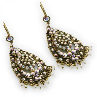 Серьги-подвески "Винтажное Великолепие" Michal Negrin с голограммными кристаллами Swarovski 24231 3 фото