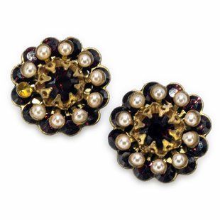 Серьги-клипсы "Винтажная грация" с жемчугом и кристаллами Swarovski от Michal Negrin 0204 фото