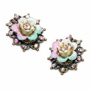 Серьги-клипсы "Цветочная фантазия" от Michal Negrin с кристаллами Swarovski 40833 фото