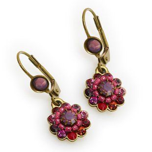 Вікторіанські сережки-підвіски "'Vintage Flower" від Michal Negrin з рожевими кристалами Swarovski 22581 фото