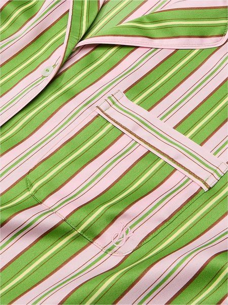 Жіночий піжамний комплект Victoria's Secret Green/Caramel Stripe Satin Long Pyjama Set (S) 20179 фото
