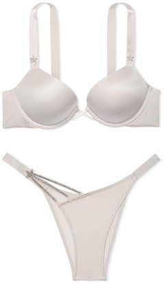 Комплект женского белья Victoria's Secret Starstruck Shine Grey (лиф 36C + трусики-бразилиана M) 114289182 фото