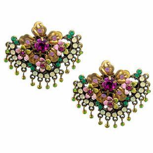 Серьги-клипсы "Цветочное вдохновение" от Michal Negrin с кристаллами и бусинами Swarovski 28093 фото