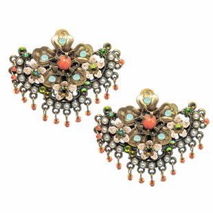 Серьги-клипсы "Винтажное очарование" от Michal Negrin с кристаллами, жемчужинами и бусинами Swarovski 28093 фото