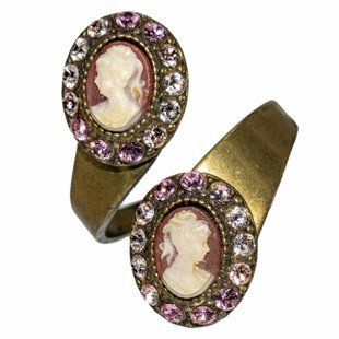 Каблучка "Подвійна камея" Michal Negrin з кристалами Swarovski, ручна робота 21520 фото