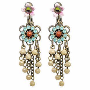 Серьги-клипсы "Цветочный ансамбль" от Michal Negrin с кристаллами и бусинами Swarovski 00964 фото
