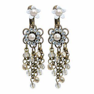 Серьги-клипсы "Винтажный шарм" от Michal Negrin с жемчужинами и кристаллами Swarovski 00964 фото
