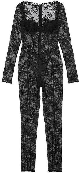Боди Victoria's Secret Very Sexy Rose Lace Balconette Teddy Black (XL) 17564 фото