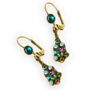 Серьги-подвески "Винтажный Свет" Michal Negrin с бирюзовыми кристаллами Swarovski 40281 2 фото