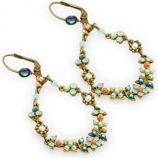Серьги Michal Negrin "Dangle Daisy Chain" с кристаллами Swarovski в викторианском стиле разноцветные 30421 2 фото