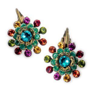 Серьги-клипсы "Цветочный калейдоскоп" от Michal Negrin с кристаллами Swarovski 20133 фото