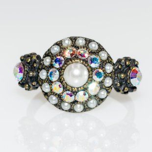 Каблучка "Перлова симфонія" Michal Negrin з перлинами та кристалами Swarovski, ручна робота 08738 фото