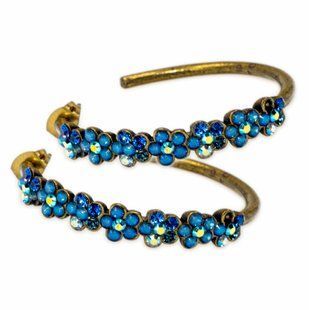 Серьги-кольца Michal Negrin "Лазурные цветы" с кристаллами Swarovski, 35 мм 100-119322 фото
