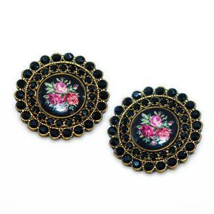 Серьги-клипсы "Черная магия" с эмалью и кристаллами Swarovski от Michal Negrin 353003 фото