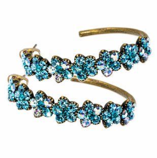 Серьги-кольца Michal Negrin "Лазурный цветок" с кристаллами Swarovski, 35 мм 100-121732 фото