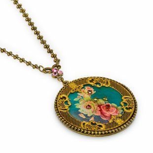 Кольє Michal Negrin "Медальйон Флоральний Каприз" з кристалами Swarovski 19350 фото