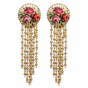 Серьги-клипсы "Золотой каскад" от Michal Negrin с жемчужинами Swarovski 58513 фото