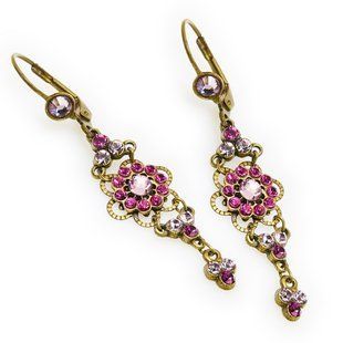 Серьги Michal Negrin Romantic с цветами из кристаллов Swarovski розового цвета 00991 фото