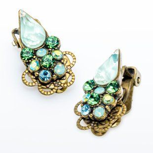 Серьги-клипсы "Изумрудный блеск" от Michal Negrin с кристаллами Swarovski 51943 фото