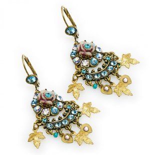 Вікторіанські сережки-підвіски з блакитними кристалами Swarovski від Michal Negrin 25891 4 фото