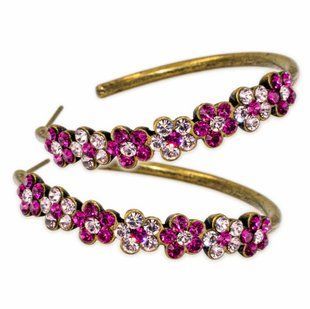 Серьги-кольца Michal Negrin "Пурпурный рассвет" с кристаллами Swarovski, 35 мм 100-119322 фото