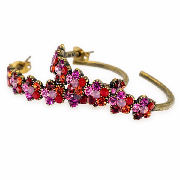 Сережки-кільця Michal Negrin "Палаюча фантазія" з кристалами Swarovski, 35 мм 100-121732 фото